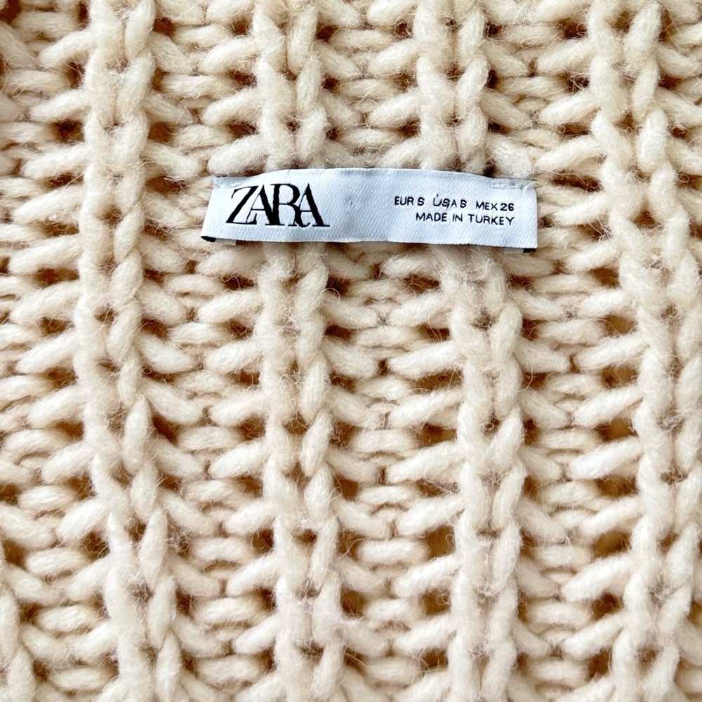 Zara Cream Chunky Knit Cowl Neck Sweater - Picture 5 of 14